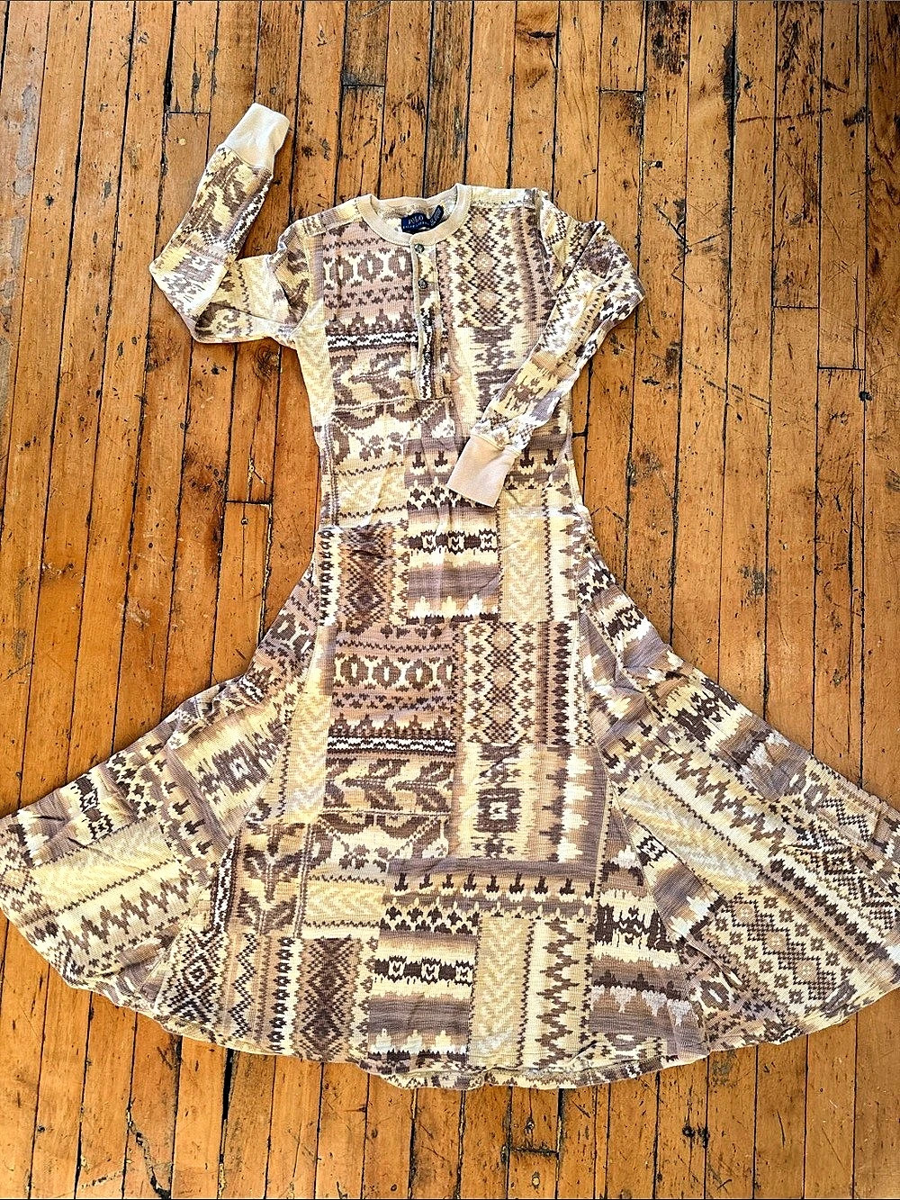 Polo Ralph Lauren Southwestern Cotton Thermal Maxi Dress